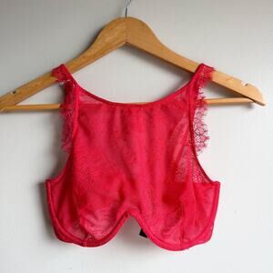 Victoria’s Secret Red Lace High Neck Underwire Bra 32D